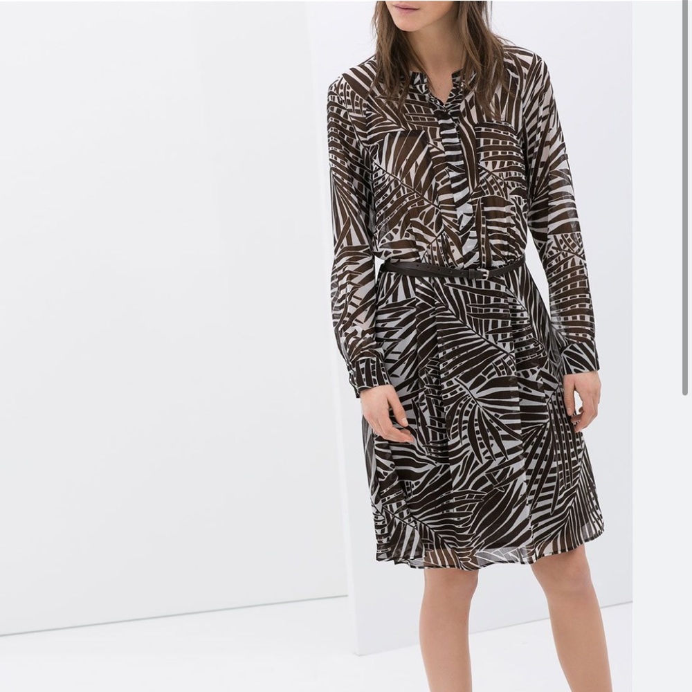 Zara palm print midi dress.
